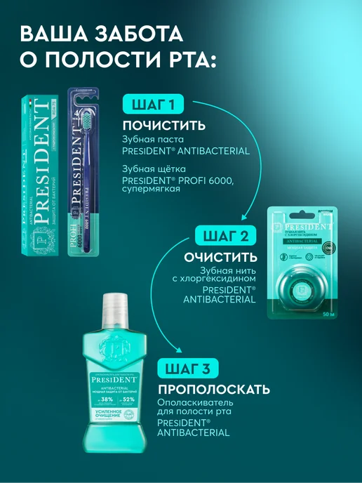 PRESIDENT Ополаскиватель Antibacterial 400 мл, 400 мл, фото 8