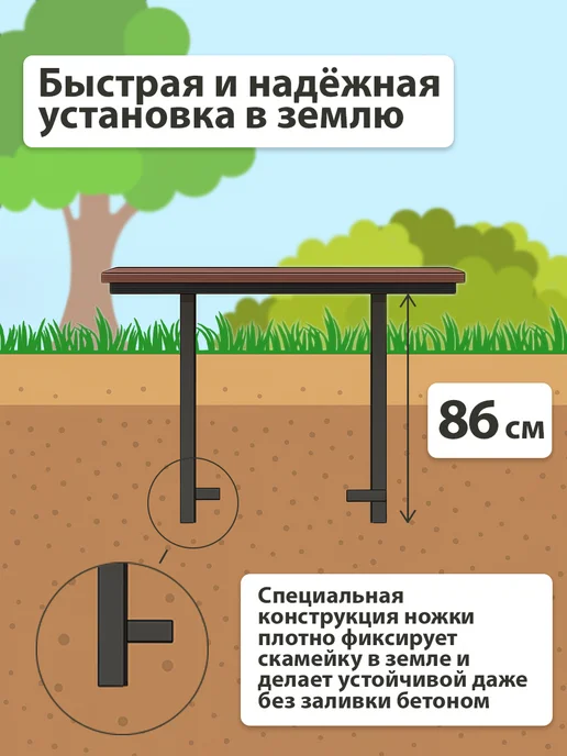 Deck Ecology Скамейка для кладбища, лавка из ДПК и стали, коричневый, фото 2