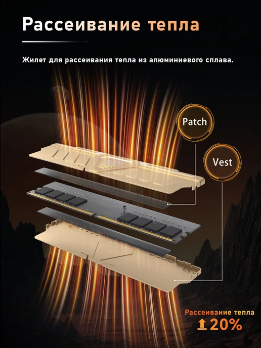 GUDGA Оперативная память DDR4 16GB+16GB=32GB 3200MHz для ПК INTEL, 16 ГБ, 16 ГБ, фото 6
