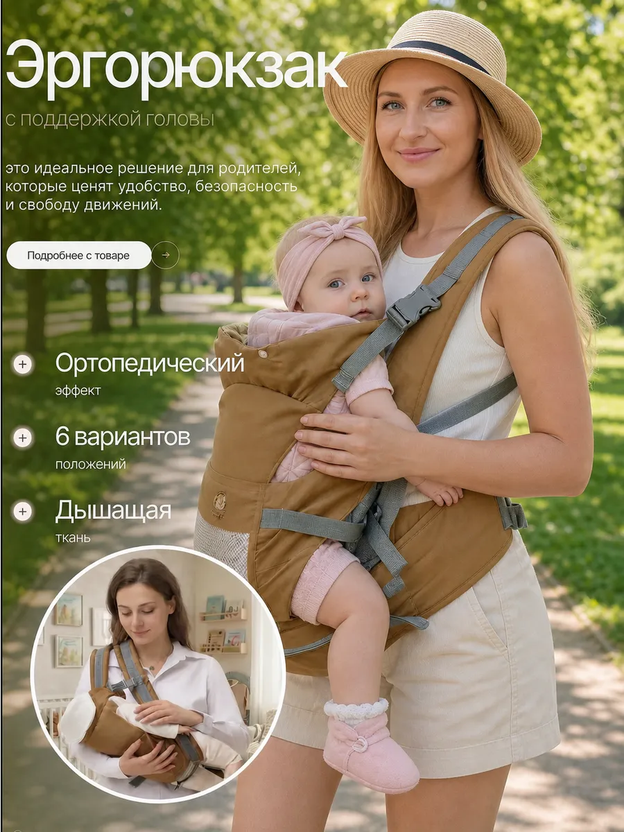 Эргорюкзак кенгуру для новорожденных с сумкой