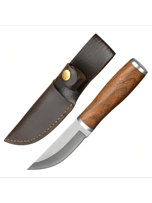 MelytesKnife Нож туристический для похода, охоты и рыбалки, ножны, коричневый, фото 5