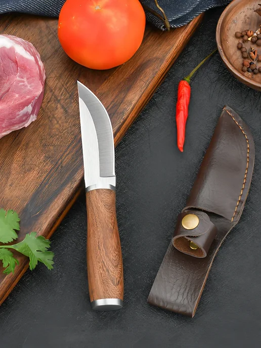 MelytesKnife Нож туристический для похода, охоты и рыбалки, ножны, коричневый, фото 6