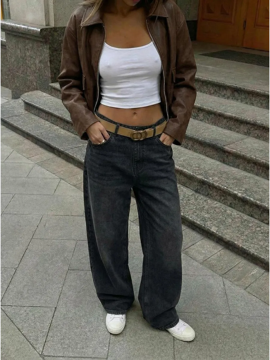 Джинсы багги 100% хлопок широкие