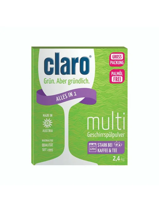 claro Порошок ALL in ONE для посудомоечных машин 2.4 кг, 2,4 кг