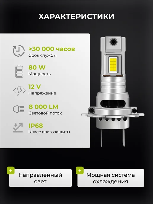LEDBRITED Светодиодные Led Лампы автомобильные V3 Н7, 2 шт, фото 2
