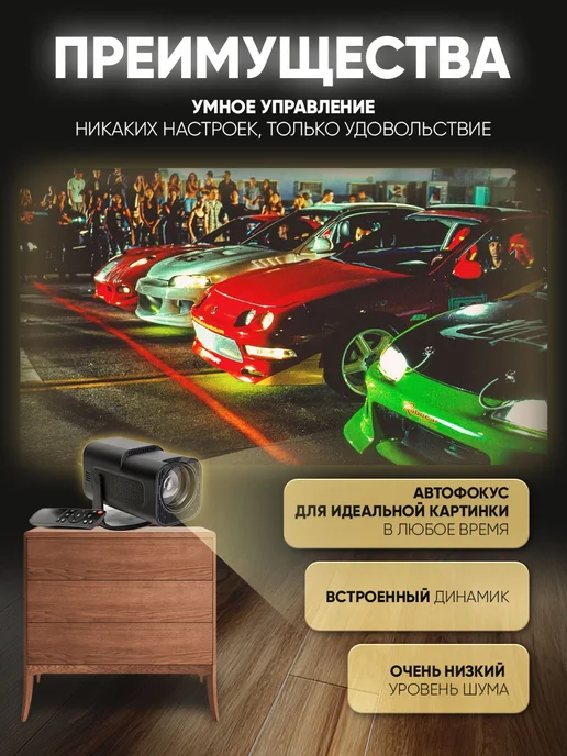 Проектор мини домашний кинопроектор видеопроектор Android, черный, фото 7