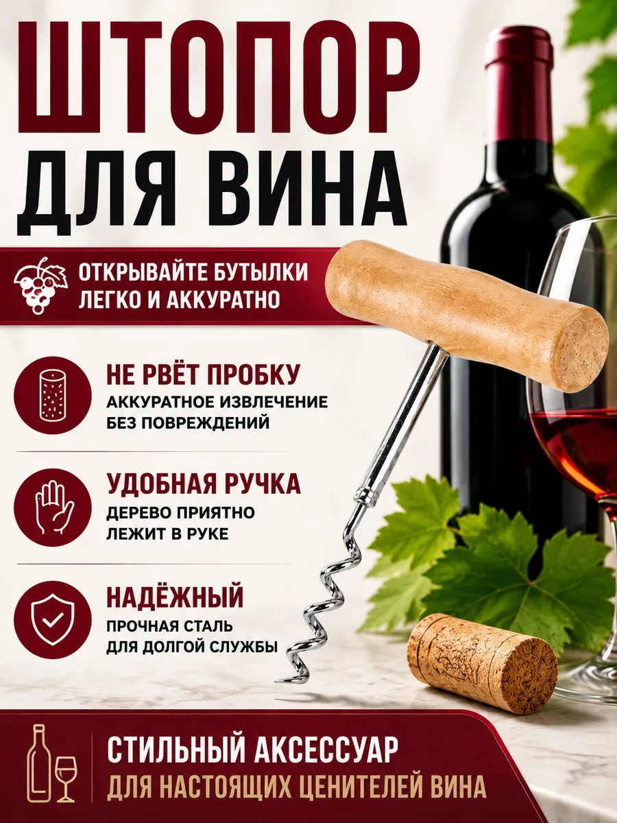 Штопор для вина классический простой