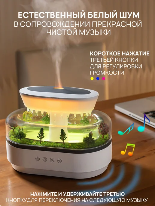 Увлажнитель воздуха Raindrop с белым шумом, белый, фото 3