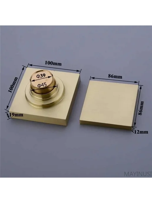 Трап для душа 100х100 мм ESDL02GL латунь с гидрозатвором и, 100x100 мм, фото 3