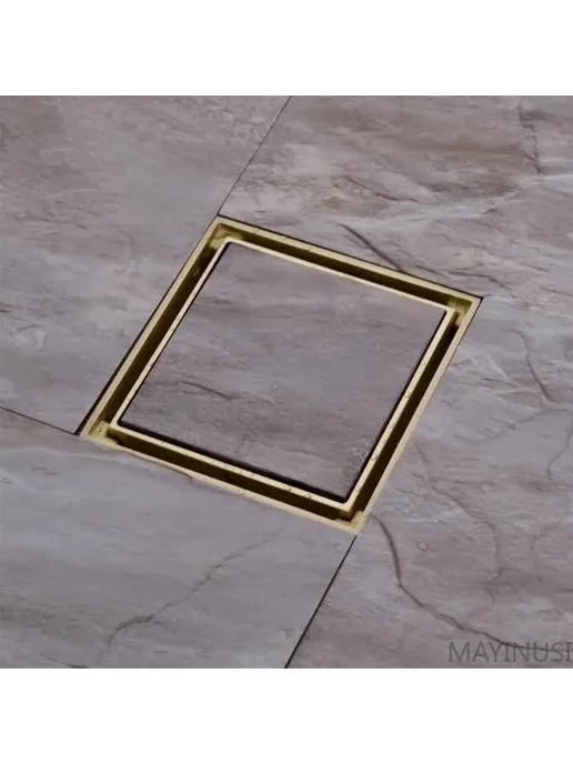 Трап для душа 100х100 мм ESDL02GL латунь с гидрозатвором и, 100x100 мм, фото 4