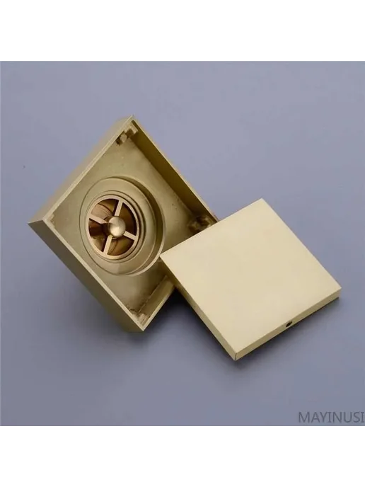 Трап для душа 100х100 мм ESDL02GL латунь с гидрозатвором и, 100x100 мм, фото 6