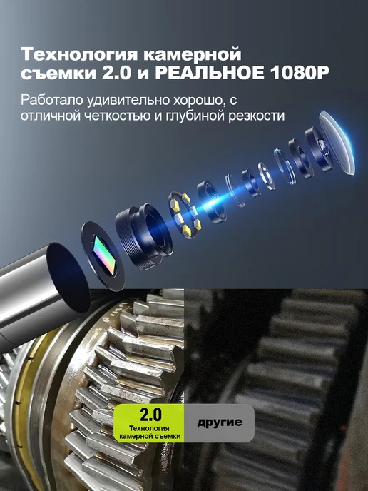 AOSUN RE300 эндоскоп автомобильный для смартфона 6,2 мм, черный, фото 5