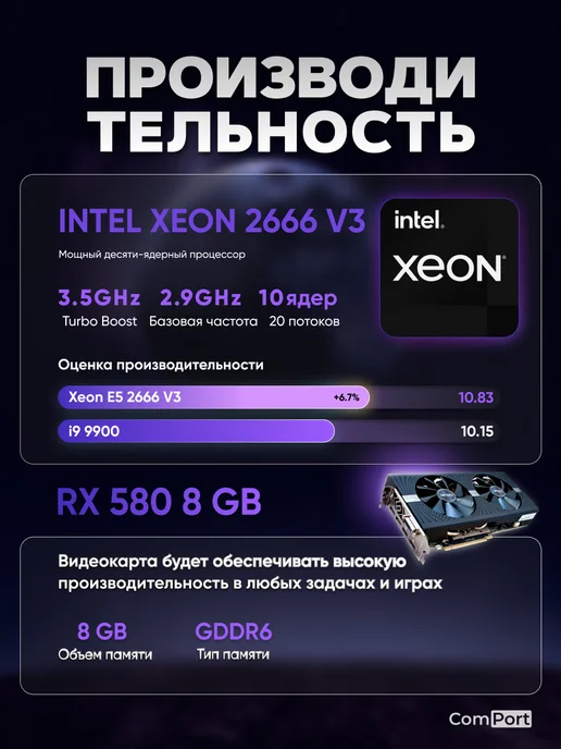 Comport Игровой Компьютер Core i9 RX 580 32 ГБ SSD 512 GB, 32 ГБ, 512 ГБ, фото 8