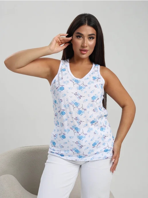 Lady ViAn Майка бабушкина короткая хлопок, белый, фото 7