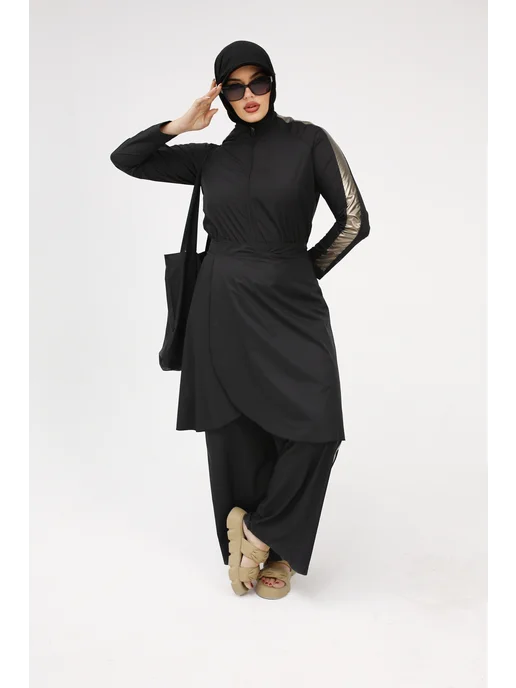 Roza Hijab Буркини комбинезон с сумкой, черный, фото 8