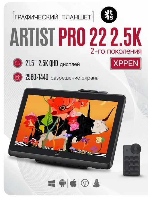 XP-PEN Графический экран XPPen Artist Pro 22 2.5К (2-го поколения), черный