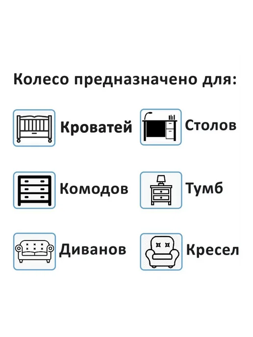 Kosmikoff Колеса мебельные М8 обрезиненные 4 штуки, белый, 4 шт, фото 6