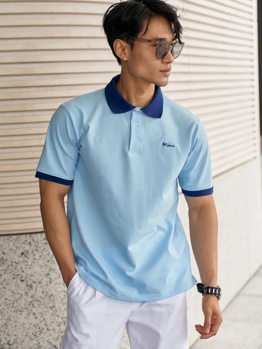 Po.Li BREND Mens Line Футболка поло с коротким рукавом премиум, голубой, фото 2