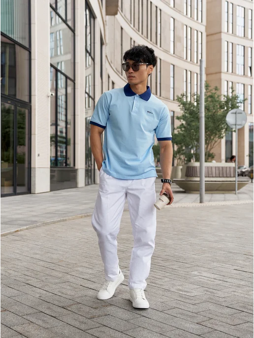 Po.Li BREND Mens Line Футболка поло с коротким рукавом премиум, голубой, фото 4