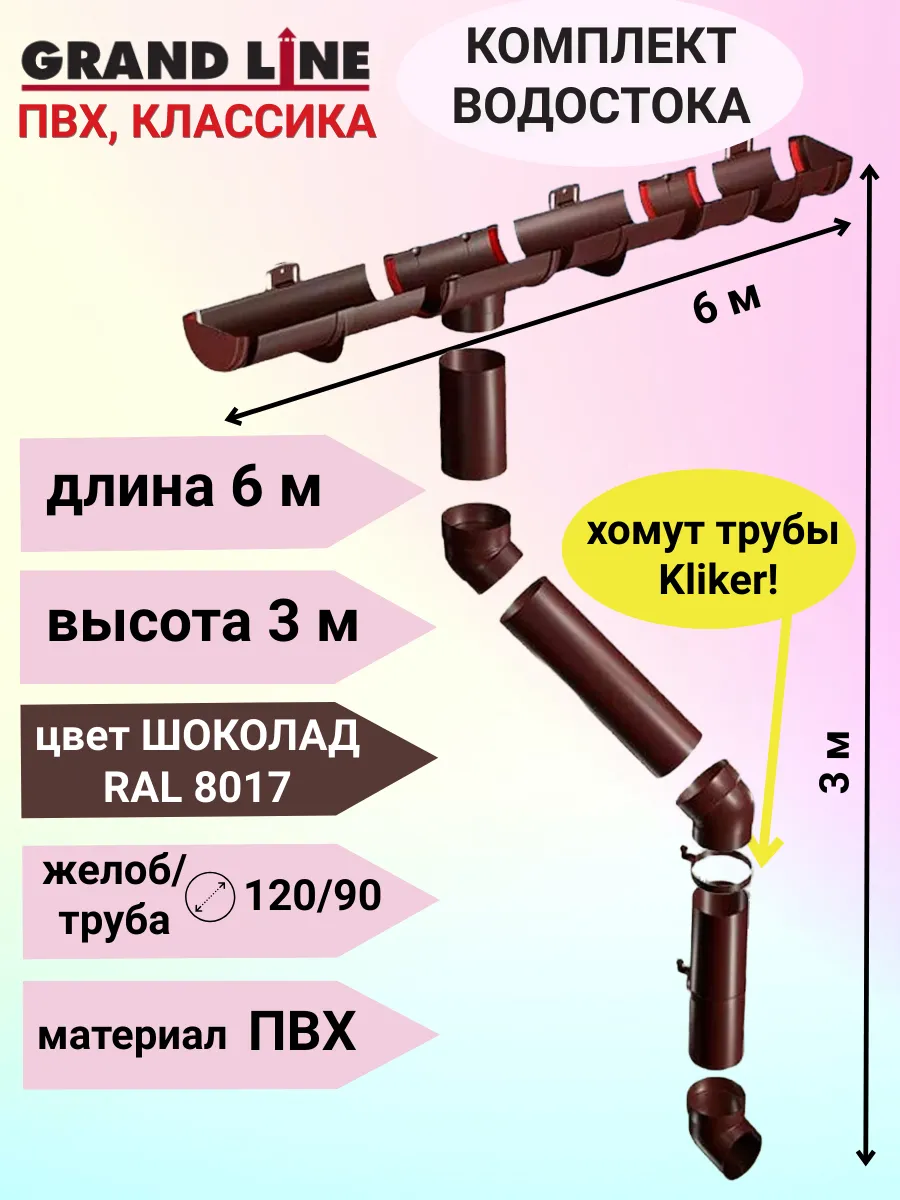 Комплект водосточной системы 6 метров