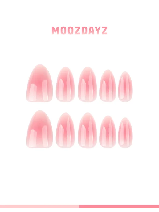 moozdayz Накладные ногти с дизайном и клеем короткие с френч, розовый, фото 3