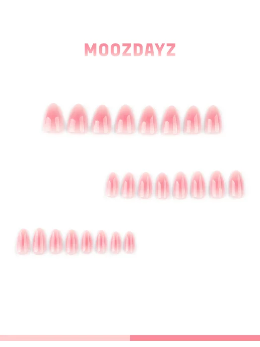 moozdayz Накладные ногти с дизайном и клеем короткие с френч, розовый, фото 4