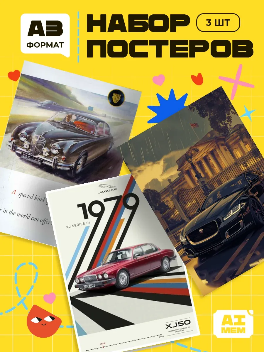Постеры Эстетика Jaguar. 3шт. А3 (29,7х42см)