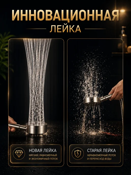 Nestrenvi Водосберегающая металлическая лейка для душа, серый, фото 6