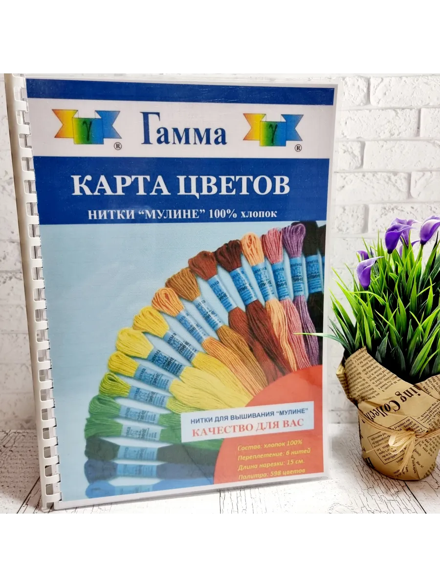 Каталог-палитра мулине Гамма-598 номеров, 15 см