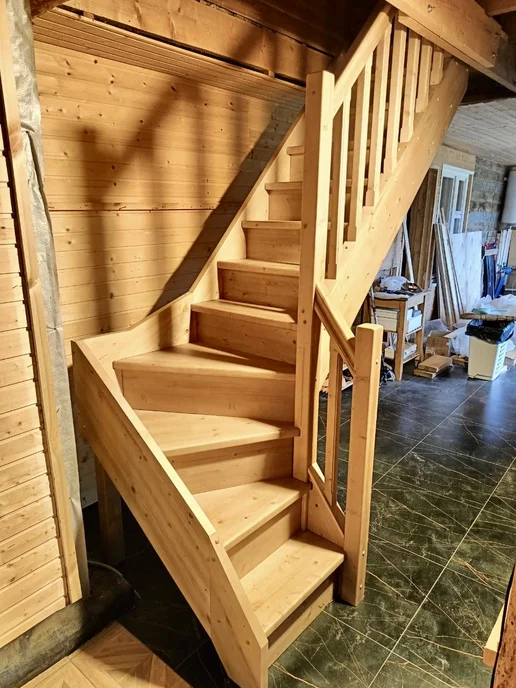 StairShop Лестница деревянная на второй этаж проем 770х1895мм (правая), 770x1895 мм, фото 8