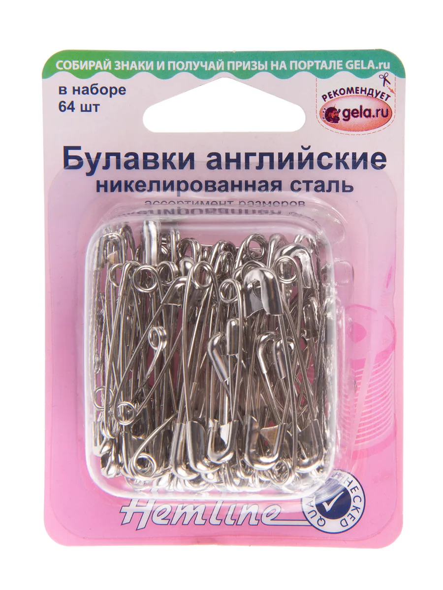 410.99.64 Булавки английские набор 64 шт. (27,34,38,46 мм)