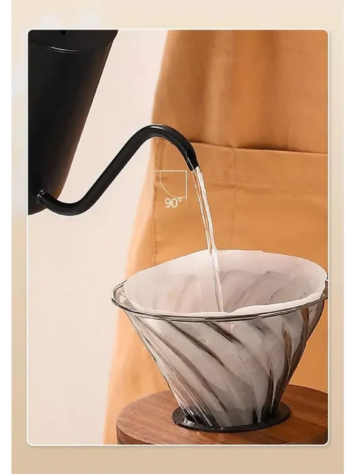 Coffeekoff Кофейник с длинным носиком, с термометром, 500 мл, черный, 500 мл, фото 4
