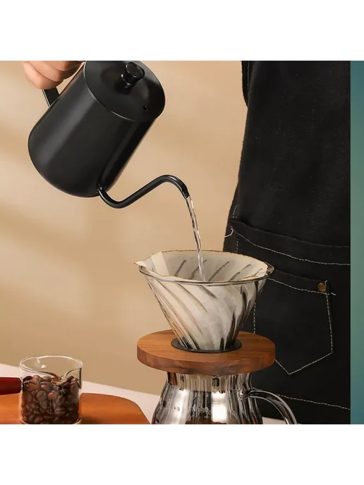 Coffeekoff Кофейник, Чайник с длинным носиком, 600 мл, черный, 600 мл, фото 4