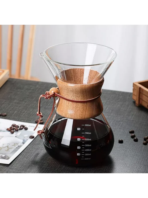 Coffeekoff Кемекс для кофе, Кофейник стеклянный, 400 мл, 800 мл, фото 7