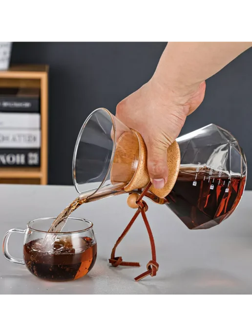 Coffeekoff Кемекс для кофе, Кофейник стеклянный, 400 мл, 600 мл, фото 7