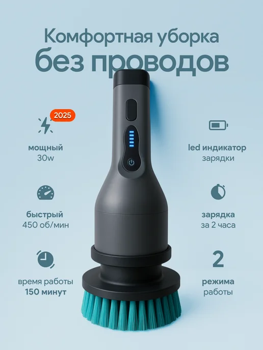 Hallt Щетка для уборки дома электрическая, серый, фото 4