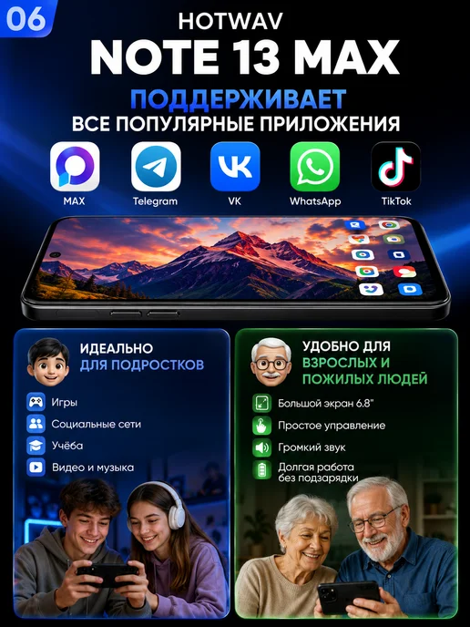 Смартфон HOTWAV Note 13 Max 6/256 ГБ, черный, фото 5