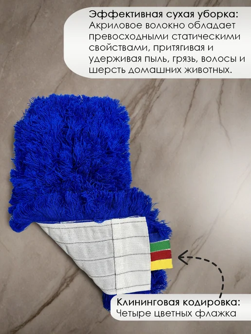 Насадка для швабры МОП, акриловый, 40 см, синий, фото 3