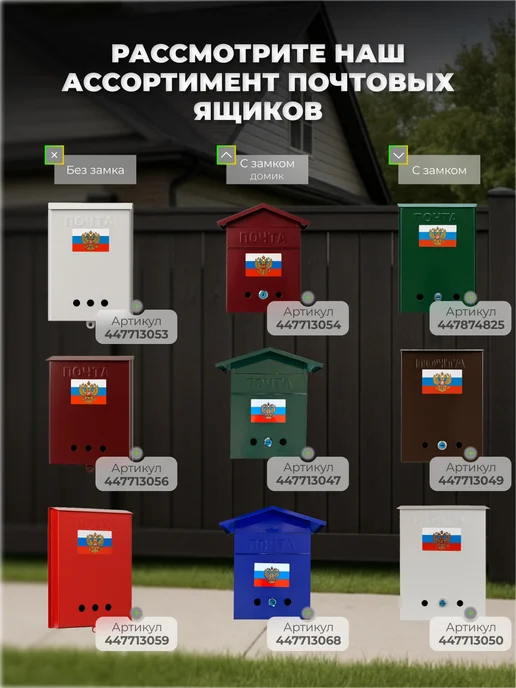 ПОЧТАЛЬОН Почтовый ящик металлический с замком домик, зеленый, фото 6