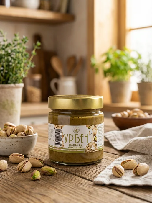 Eco Dom Паста фисташковая Урбеч без сахара 200г, 200 г, фото 2