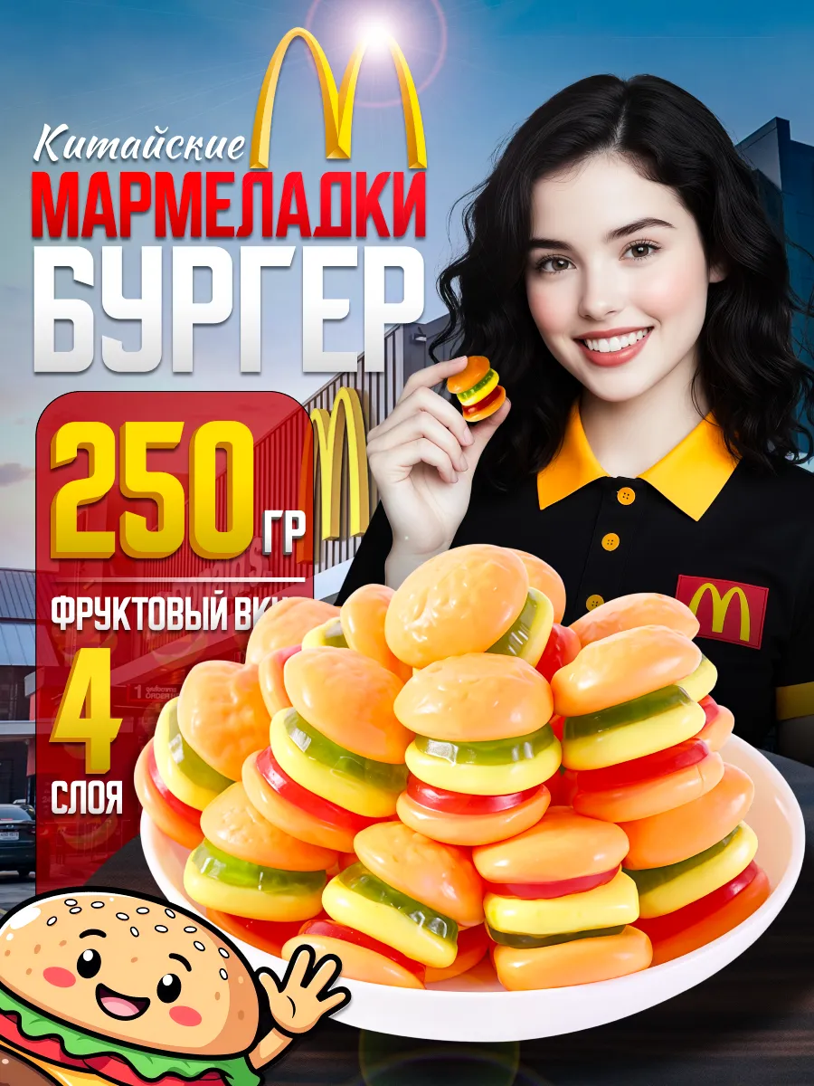 Мармеладные конфеты Бургер - 250 гр.