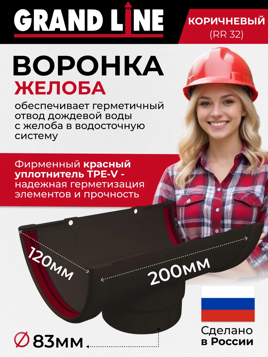 Воронка желоба ПВХ Классик 120/90 коричневый