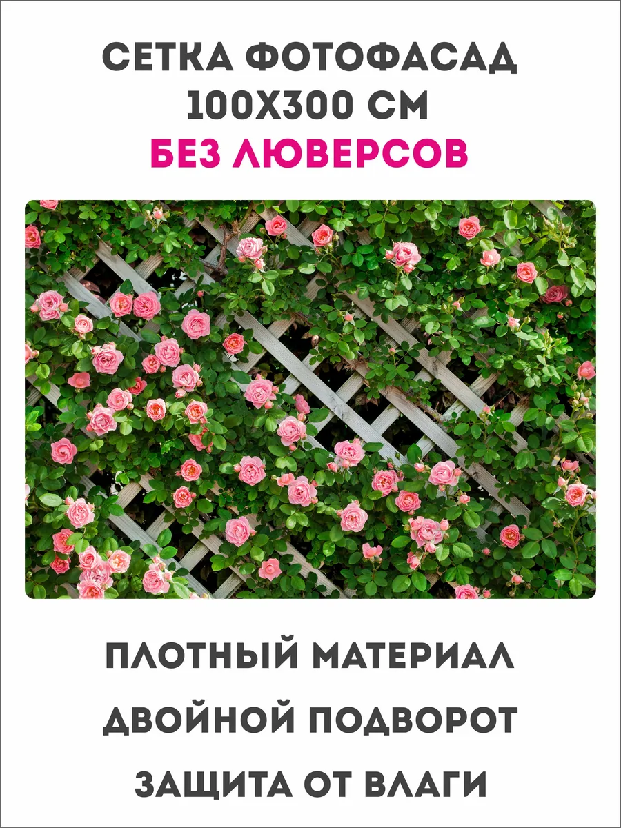 Фотосетка. Фотофасад. Розы изгородь.