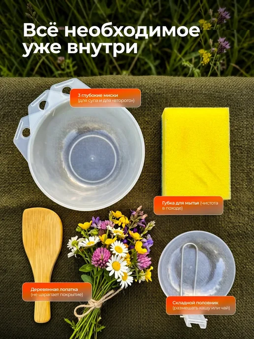 ALERKON Набор посуды для похода или кемпинга, серый, фото 8