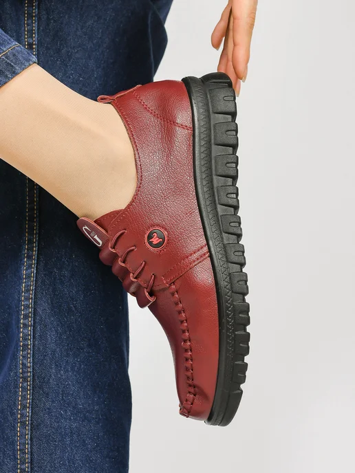 ElmirLuxe мокасины туфли для женщин, красный, фото 2