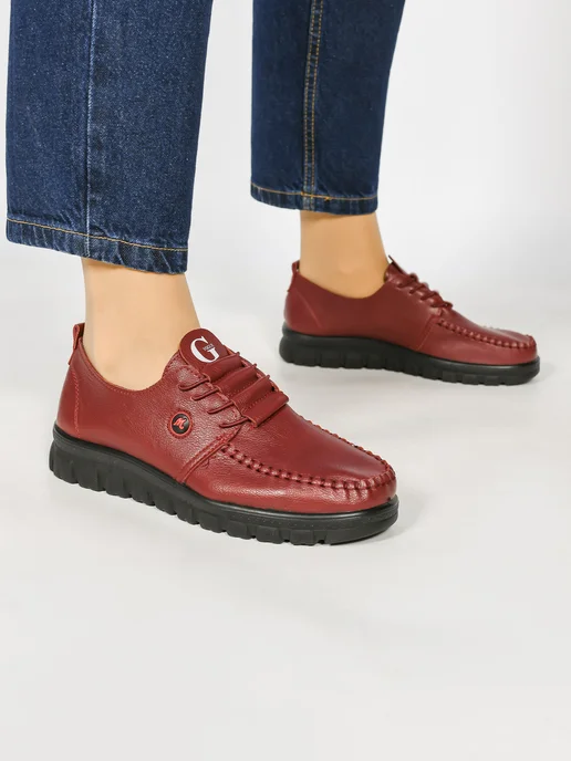 ElmirLuxe мокасины туфли для женщин, красный, фото 3
