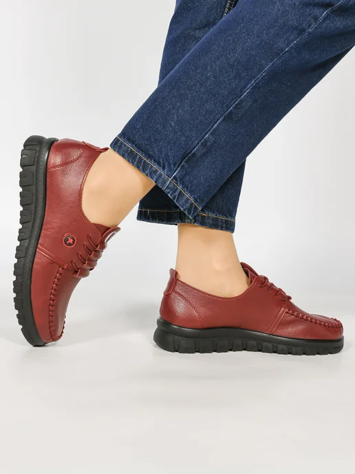 ElmirLuxe мокасины туфли для женщин, красный, фото 6