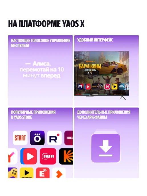 Яндекс Телевизор с Алисой 50 дюймов смарт 4к wi fi, черный, фото 3
