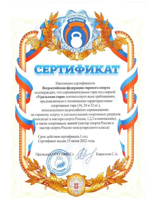 Титан Гиря для соревнований ( стандарт ВФГС) 16 кг цельнолитая, 32 кг, фото 3