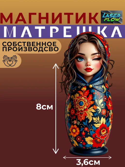 Laser Flow Магнит Матрешка Сувенирный, вариант